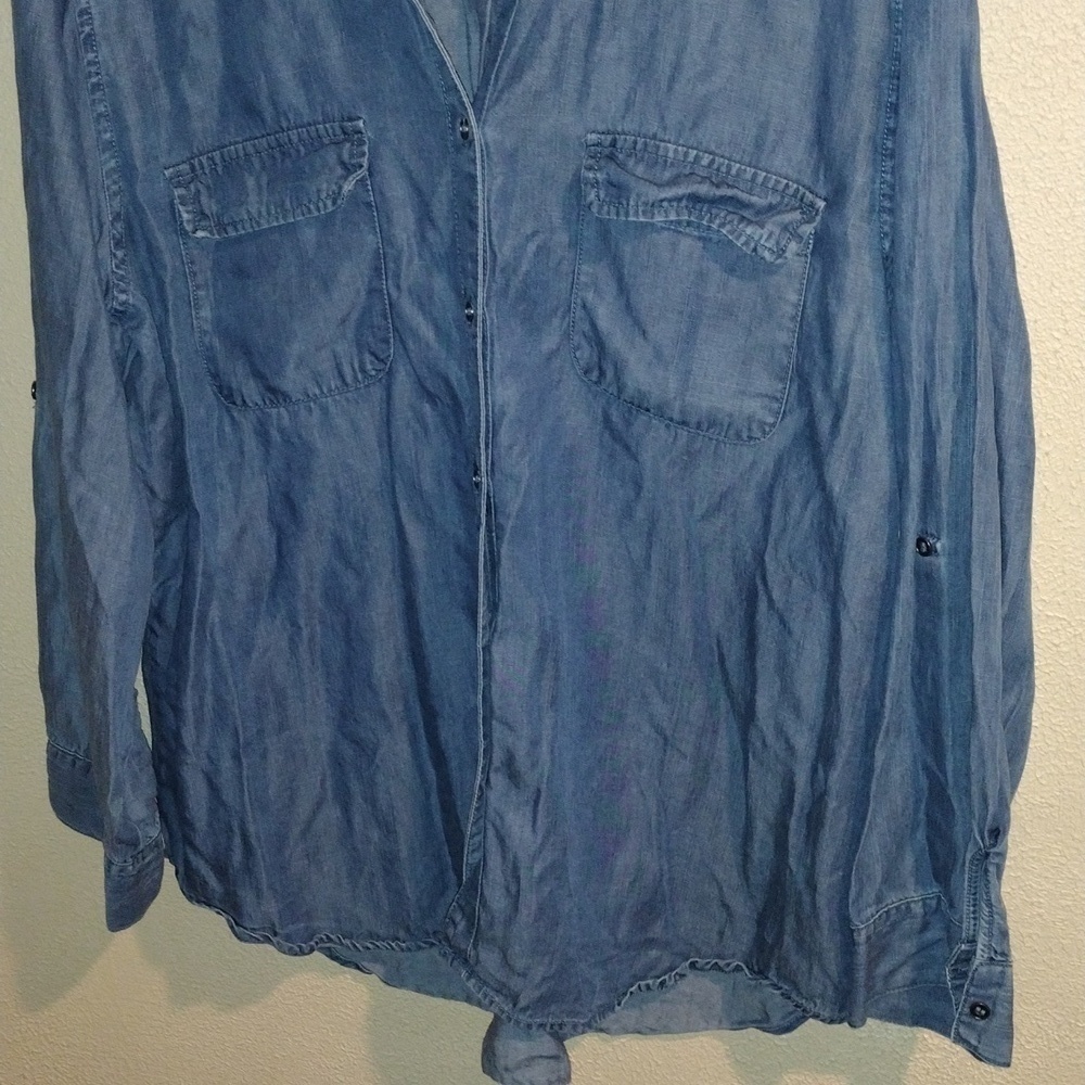 Hester & Orchard 100% Tencel Chambray Button Down Shirt L - Picture 3 of 6